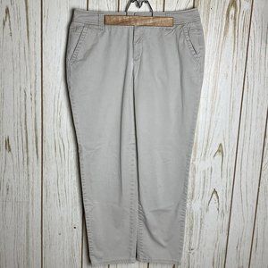 Liz Claiborne Women Chino Khaki Crop Pants 10 34x26 Classic Stretch Flap Pocket